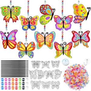 Dunzoom 30 Set Butterfly Suncatchers Kit Spring Summer DIY Window Suncatchers Craft Make Your Own Butterfly Suncatchers Ornaments Painting Craft Kits for Party Painting Activity Decoration