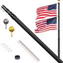Flag Pole for Outside House, 14 Gauge 30ft Telescopic Flag Pole Kit, Telescoping Flag Poles with 3x5 American Flag, Outdoor Old Glory Flagpole Kits for Yard (Black)