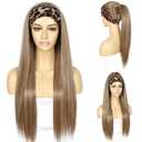 SAPPHIREWIGS Blonde Headband Wig for Women Highlight Honey Blonde Straight Synthetic Headband Wig Glueless Heat Resistant Natutal Looking for Daily Party Use 26 Inch