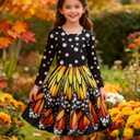 Funnycokid Girls Dress Size 4-13 Long Sleeve Kids Clothes