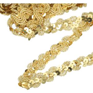 uxcell 11 Yard Sequins Trim Ribbon 0.6 Inch Sequin Gimp Braid Trim Spangle Flat Sequins Paillette Fabric Flat Trims Strips for Crafts Sewing Clothes Home Party Decoration, Gold