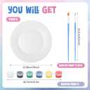 Marspark 6 Pcs 9 Inches Ceramic Painting Plate White Ceramic Plates with 6 Sets of 12 Colors Paint 6 Sets of 2 Brushes Porcelain Painting Craft Set for Family Gatherings Activities Art Supplies