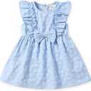PATPAT Toddler Baby Girls Summer Dresses Spring Clothes Flower Sundress Ruffle Sleeve Bowknot 18-24 Months