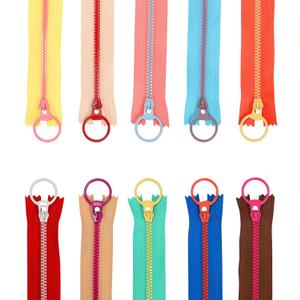 20Pcs Colorful Resin Zippers with Ring Pulls for DIY Tailor Sewing Craft Accessories Mixed 10 Color (14 INCH)