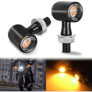 Nilight Motorcycle LED Turn Signals Front Indicator Light Yellow Beam Mini Size Blinkers Compatible with Harley Honda Kawasaki Suzuki Triumph Yamaha Cruiser