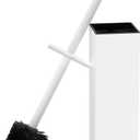RUACQ Toilet Brush and Holder Set,Square Toilet Bowl Brush for Bathroom with 304 Stainless Steel Handle Toilet Cleaner Brush with Durable Scrubbing Bristles,Splash-Proof (White) (1 pack)