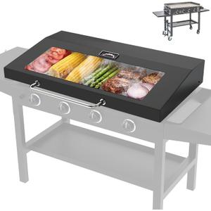 Upgrade Hinged Lid for Blackstone 36" Omnivore Griddle Hood,5856 Visualized Tempered Glass Hard Cover for Blackstone Lid 1554 2210 2177 1984 etc. 36 Omnivore Flat Top Griddle Accessories w/Thermometer