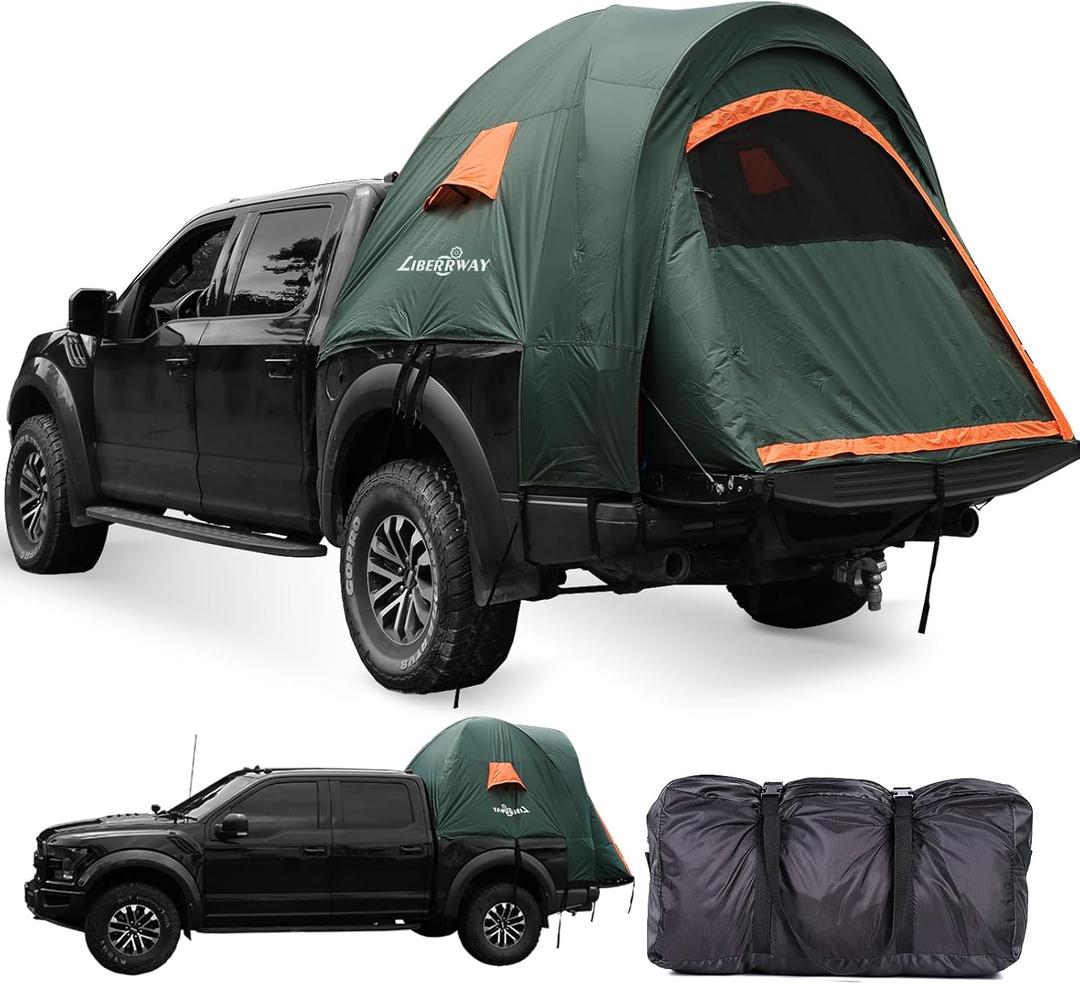 LIBERRWAY Truck Bed Tent for 2 Person, 5.5-5.8 FT Pickup Truck Tent with Waterproof Rainfly Oxford for Camping Travel Outdoor Chevy Silverado 1500 Dodge Ram 1500 Ford F-150 GMC