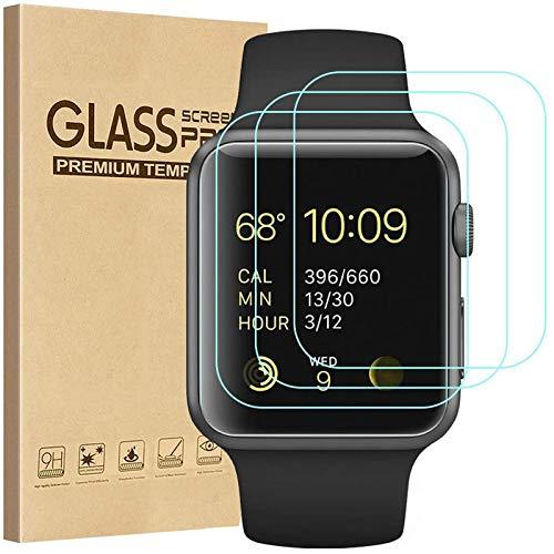 Tourist [3 Pack] Compatible for Apple Watch Tempered Glass Screen Protector 42mm Series 3/2 / 1, 9H Hardness, Anti-Fingerprint, Anti-Bubble Easy Installation [Only Covers The Flat Area (3 Pack)