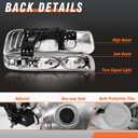 Headlights Assembly for 1999-2002 Chevy Silverado 1500 2500/2001 2002 Chevrolet Silverado 1500HD 2500HD 3500/2000-2006 Tahoe Suburban 1500 2500 Chrome Housing with Bumper Light LH+RH