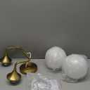 Gold Bathroom Light Fixtures, Modern Vanity Lighting Over Mirror, Mid Century Modern Matte Black Wall Sconce 2-Light with Milky White Glass Ball Shades