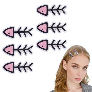 6 Pcs Acrylic Fish Bone Shape Hair Clips Summer Kawaii Small Fish Duckbill Hairpins Non Slip Bangs Barrettes Beach Headwear for Women Hairstyle Clips Accessories