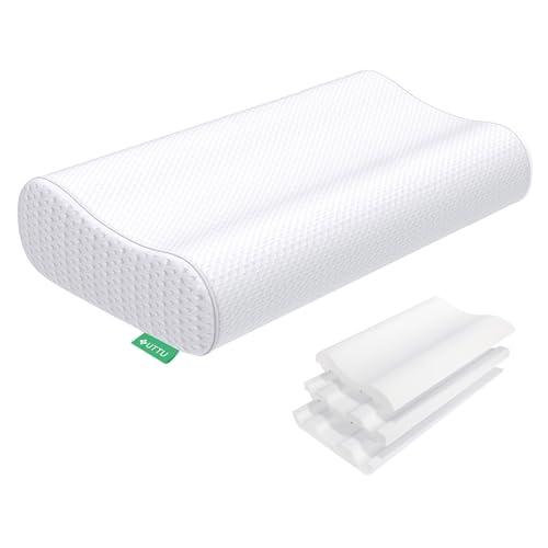 UTTU Cervical Pillow for Neck Pain Relief, Memory Foam Neck Pillow for Sleeping, Adjustable Orthopedic Sandwich Pillow, Contour Cooling for Side Back Stomach Sleeper, Queen(23.6"×13.8"×5.2"/4.5")