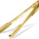 WAFJAMF Ice Tongs for Ice Bucket,7 Inch Bar Serving Tong, 304 Stainless Steel,-Gold Plated-for Party Kitchen Restaurant