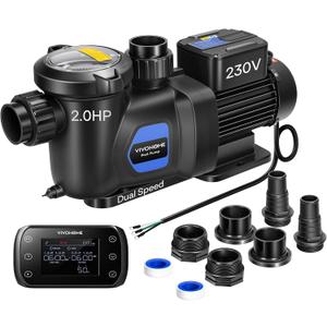 VIVOHOME 2.0HP Pool Pump Dual Speed with Remote Timer 230V
Wireless Remote Control, Fast Self-Primming Motor, 4 Program Segment, for in/Above Ground Pools, Saltwater Pools