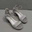 LAURMOSA Silver Dress Shoes for Girls Dress Sandals High Heels for Kids Sandals Flower Girl Shoes Wedding Party Block Chunky Sparkly Heels Size 2 Open Toe Ankle Strap Pumps Big Kids (L1038GlSilver 2)