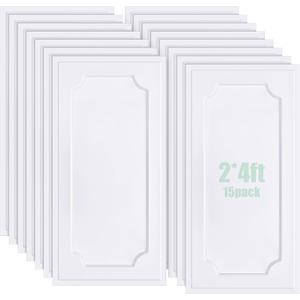 Landical 15 Pcs 2 x 4 ft White PVC Plastic Drop Ceiling Tiles 24 x 48 x 0.8 Inch Ceiling Panels Decorative Cover for Office Bathroom Living Room Bedroom