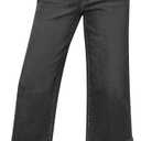 GRAPENT Capri Jeans for Women Wide Leg High Waisted Effortless Flow Pull On Stretchy Denim Elastic Waist Pants with Pockets (Large, Washed Black)