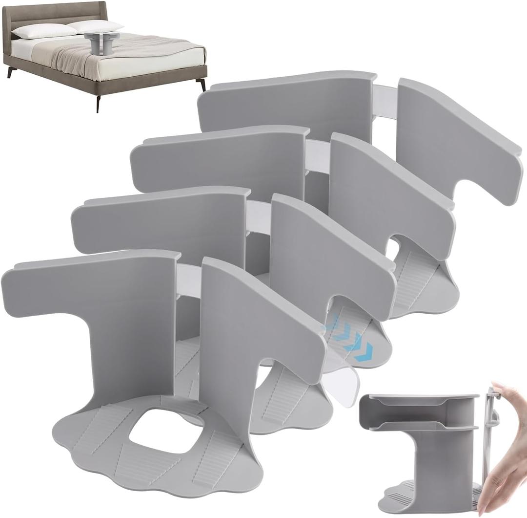 Bed Sheet Holders, Fitted Sheet Holder/Straps Keep Sheets Firm & Tight, Lock Sheet Holders for Corners, Heavy Duty Bed Sheet Holder Fit All Sheet Size, Easy Installation (4, Ceramic Gray)