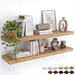 Oak Floating Shelves Set of 235.43in Wall Mounted Display Ledge Shelves for Bedroom, Bathroom, Living Room and Kitchen Decoration Storage