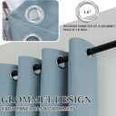 H.VERSAILTEX Grommet Natural Linen Textured Kitchen Curtains 45 inch Length, Thick Faux Linen Room Darkening Window Treatment Set for Farmhouse/Bedroom 52W x 45L,2 Panels,Heather Stone Blue