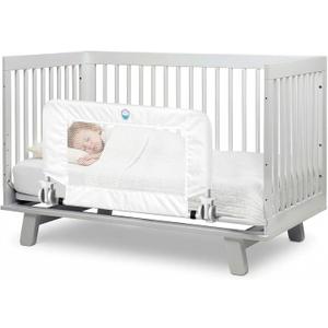 Salcod 33inch Universal Swing Down Crib Rail Guard, Convertible Crib Bed Rail for Toddlers, with Reinforced Wing Nut Safety System, Compatible with All Major Brand of Crib