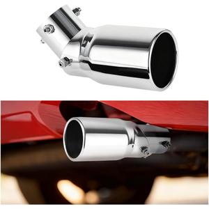 Stainless Steel Car Exhaust Tip, 2.5" to 3.3" Adjustable Vehicle Modification Tail Exhaust Pipe, Chrome-Plated Automotive Finish Tailpipe Decoration Accessories, Universal Fit (Silver)