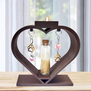 Pet Memorial Gift for Loss of Dog/Cat, Heart Shape Tealight Candle Holder with Glass Bottle for Pet's Teeth Whiskers or Ashes, Pet Sympathy, Thoughtful Remembrance, Bereavement Gifts (colorA)