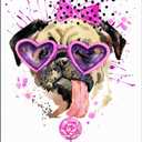 7Dots Art. Fun Popcorn, Donuts and Lollipops Dogs. Watercolor Art Print, Poster 8"x10" on Fine Art Thick Watercolor Paper for Living Room, Bedroom, Bathroom. Funny Wall Art Decor. (Pug dog2)
