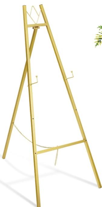 GRENTY 46.7" Easel Stand for Wedding Signs  No Assembly Needed, Heavy Duty Metal Display Stand for Art, Welcome Signs, Posters, Pictures, Paintings, and Floor Dcor