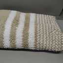 Tindbea Bathroom Rugs Set 2 Piece, Extra Soft and Absorbent Fluffy Striped Chenille Bath Mat Rug Set, Non Slip Bathroom Floor Mat, Machine Washable (20" x 32" Plus 16" x 24", Khaki)