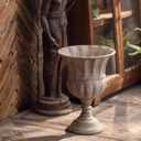 Vintage Urn Planter with Embossed Pattern, Imitation Stone Finish Flower Pot, Distressed Classic Plant Pot for Outdoor Indoor Home Garden Patio Front Porch Entryway12 * 17 in, Large