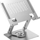 GuaziV 360 Rotating Tablet Stand - Adjustable iPad Tablet Holder for Desk, Foldable iPad Swivel Stand for Home & Office (Argent Silver)