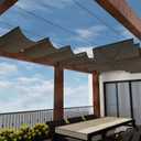 Windscreen4less 4' x 12' Retractable Sun Shade Canopy Cover Sliding Wave Shade Sail for Pergola Patio Deck Yard Gazebo Outdoor (Brown)