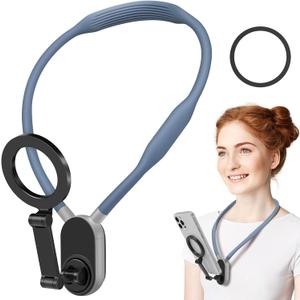 Magnetic Neck Phone Holder, Phone Neck Mount, Magnetic Neck Mount for Phones, Hand Free POV/Vlog Phone Holder, iPhone Chest Mount, Video Recording for iPhone 15 14 13 12 Seires (Blue)