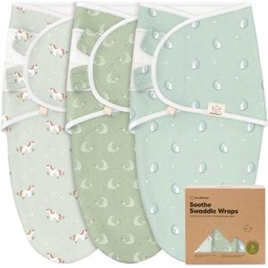 3-Pack Organic Baby Swaddle Sleep Sacks - Swaddles for Newborns, Infant 0-3 Months, Baby Girls, Boys, Soft & Snug Newborn Sleep Sack, Nursery Swaddling Blankets (Lunaris, OS)