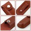 Pocket Knife Sheath, 4" Folding Pocket EDC Knife Case, Portable Pouch Knife Leather Holster with Snap Closure and Belt Loop, Accessory for Outdoor Climbing, Camping, Cycling and Hiking, Brown