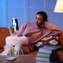 Tablet Pillow Stand for Reading, Adjustable Tablet Stand Phone Holder for Bed with Detachable Snack Bowl, Fits 4.7"-13" Kindle/Phones/Tablets, Watch Videos, Stream Media, Pink