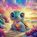 Zythron Sea Turtle Diamond Art, Beach Turtle Diamond Art Kits for Adults Beginner, Diamond Painting 5D DIY Full Round Gem Crystal Art Paint, Home Wall Decor 12x12 in