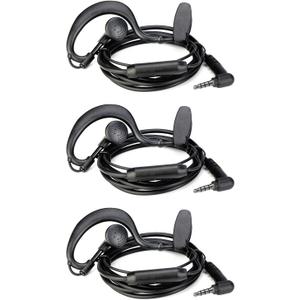 Retevis RB19 RB19P Walkie Talkie Earpiece with Mic 1 Pin 3.5mm, Compatible RB19 RB19P Walkie Talkies, C Shape Two Way Radio Headset with PTT, for use in Police, Security, Hotels(3 Pack)
