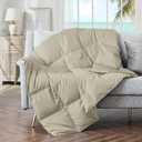 puredown Soft Feather Down Throw Blanket Lightweight Packable Couch Throw for Indoor and Outdoor Use, 50"X70", Beige