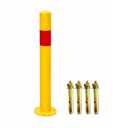 Safety Bollard, 30 Heavy Duty Steel Bollard Post with Reflective Band, 5 Base Plate, Yellow Traffic Barrier Post for Driveway, Parking Lot, Warehouse & Road Safety
