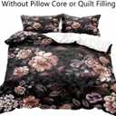 LUVIVIHOME 2PCS Bat Pink Floral Duvet Cover Twin Bedding Sets, Gothic Bedding, Vintage Rustic Farmhouse Dark Moody Victorian Goth Aesthetic Botanical Black Flower Comforter Quilt Cover, 1 Pillow Case