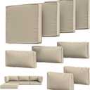 9Pcs Outdoor Chair Cushions Covers Waterproof Anti-Fading for 5 Pack Patio Set Cushion Slipcovers, Outdoor Furniture Cover Replacement, Covers Only, Cream