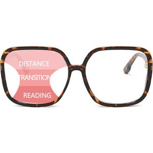 bullabulling Retro Square Reading Glasses For Women Blue Light Blocking Oversized Eyeglass Frames Large lens (leopard progressive, 1.75, x)