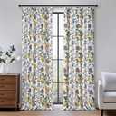 Mid Century Linen Pinch Pleat Sheer Botanical Printed Curtains 96 Inches Long for Living Room Bedroom Vintage Floral Lemon Hummingbird Colorful Drapes 2 Panels Blue Yellow on White