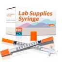 1ML 31G 1/2 Inch 12.7mm Syringe, Lab Syringes Individually Wrapped, Pack of 100