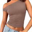 Trendy Queen Womens Summer Off The Shoulder Tops Going Out T Shirts Crop Tank Top Fashion Clothes Spring Outfits 2025 (Small)