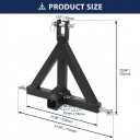 Heavy Duty 3-Point Tractor Trailer Hitch, Cat 1 Drawbar with 2" Receiver, Towing Ball Mount & Hook, Quick Hitch Attachment for Kubota & Category 1 Subcompact Farm Tractors