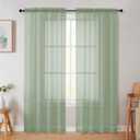 WelvetBLK Sage Green Sheer Curtain for Bedroom Living Room 78 Inches Long 2 Panels Set, Solid Soft Airy Light Filtering Sheer Window Curtains, Modern Rod Pocket Door Curtain, 42" Wx78 L Inches